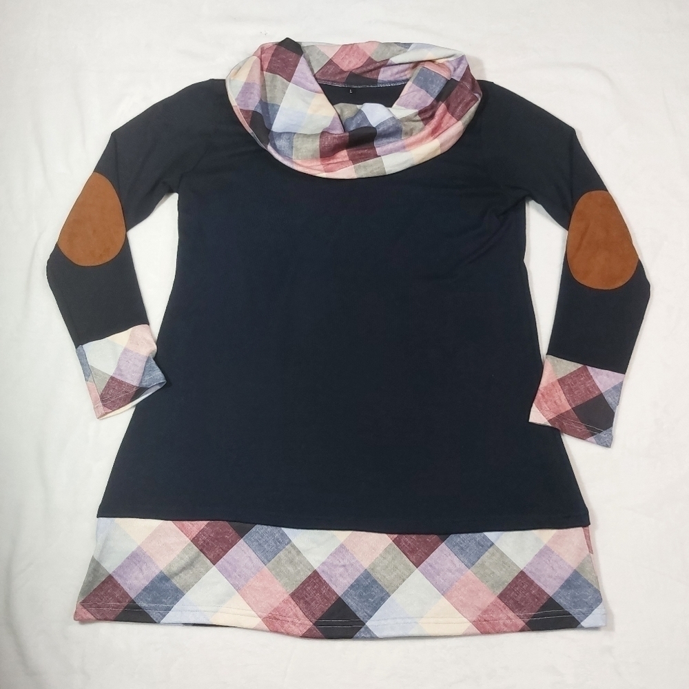 Unbranded Navy Cowl Neck Top Size Large